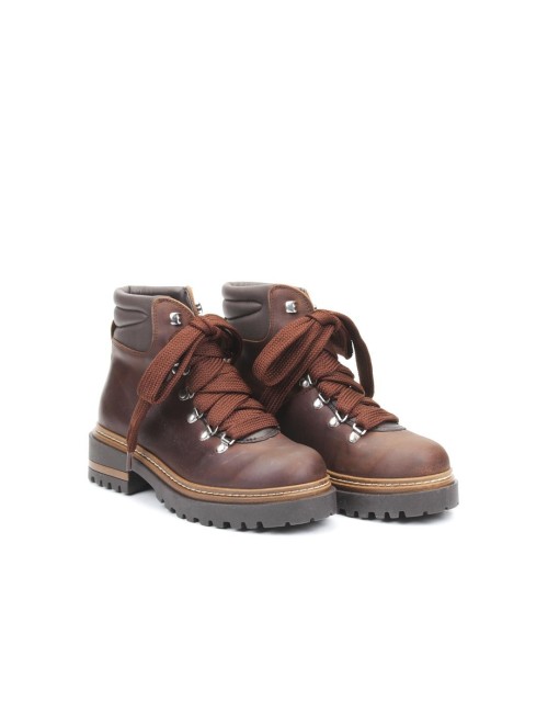 SCHNUERSTIEFELETTE MIT FELL RESIA