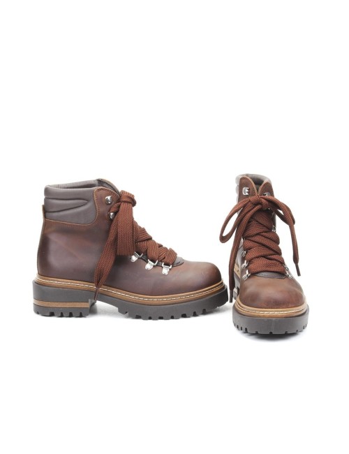 SCHNUERSTIEFELETTE MIT FELL RESIA