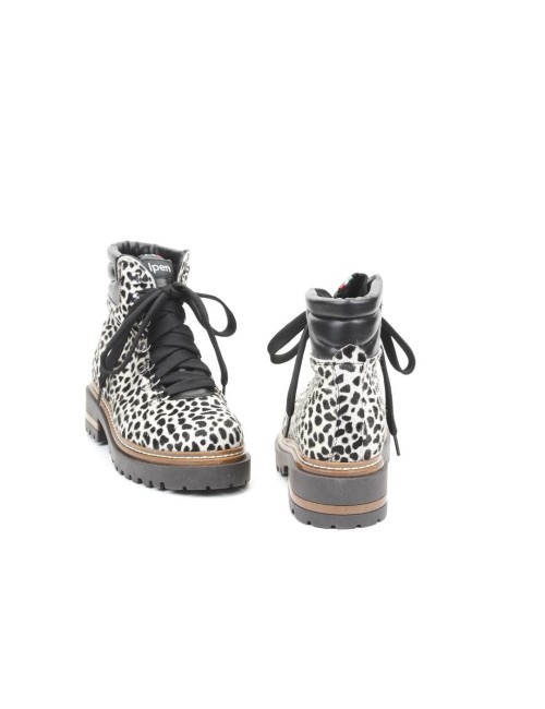 SCHNUERSTIEFELETTE MIT FELL RESIA